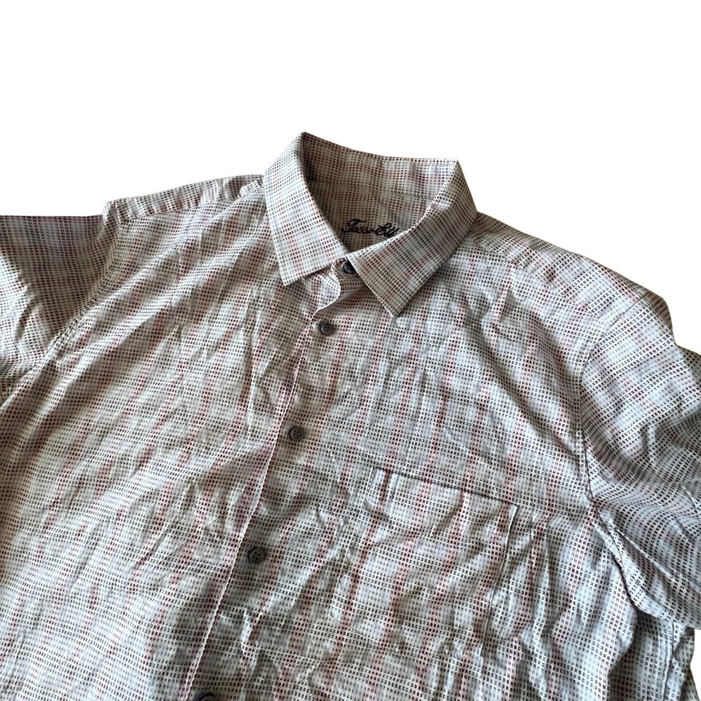 Tasso‎ Elba Mens Short Sleeve Button Down Shirt Mini Box Dobby Plaid Blue XXL